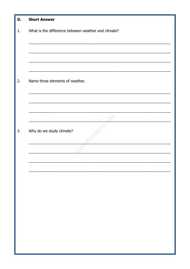 A2ZWorksheets:Science-Environment And Our Surroundings-Weather and Climate
