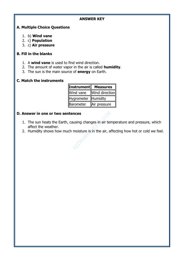 A2ZWorksheets:Science-Environment And Our Surroundings-Tools and Effects of Weather