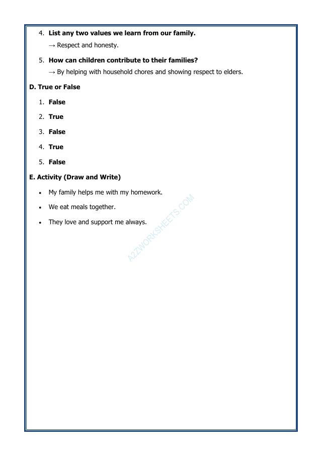 A2ZWorksheets:Science-Humans-Family and Community