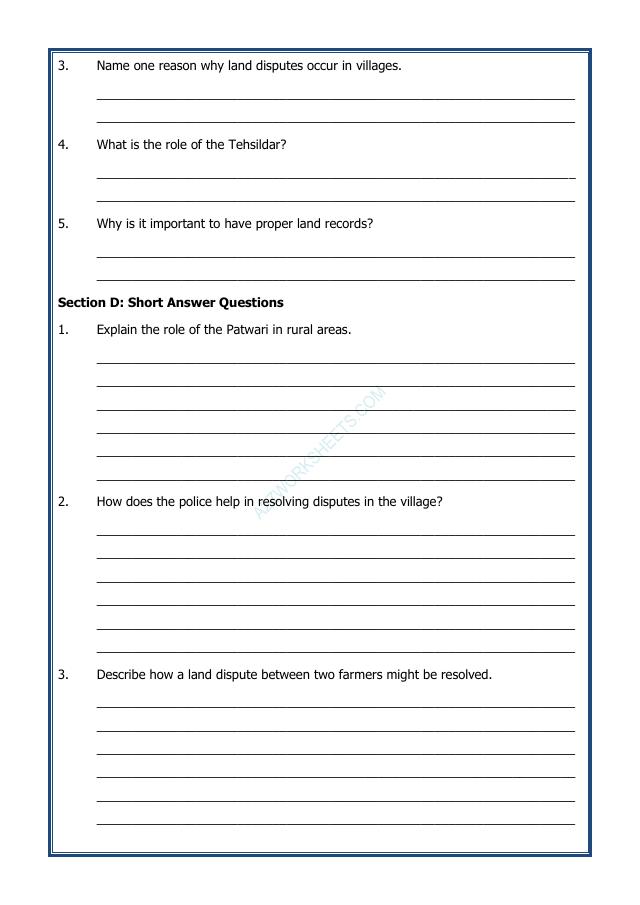 A2ZWorksheets:General Awareness-India and Its Neighbouring Countries-Grassroot Democracy - Rural Administration