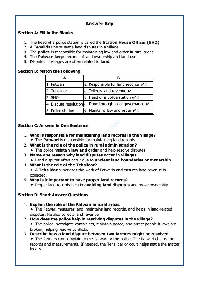 A2ZWorksheets:General Awareness-India and Its Neighbouring Countries-Grassroot Democracy - Rural Administration