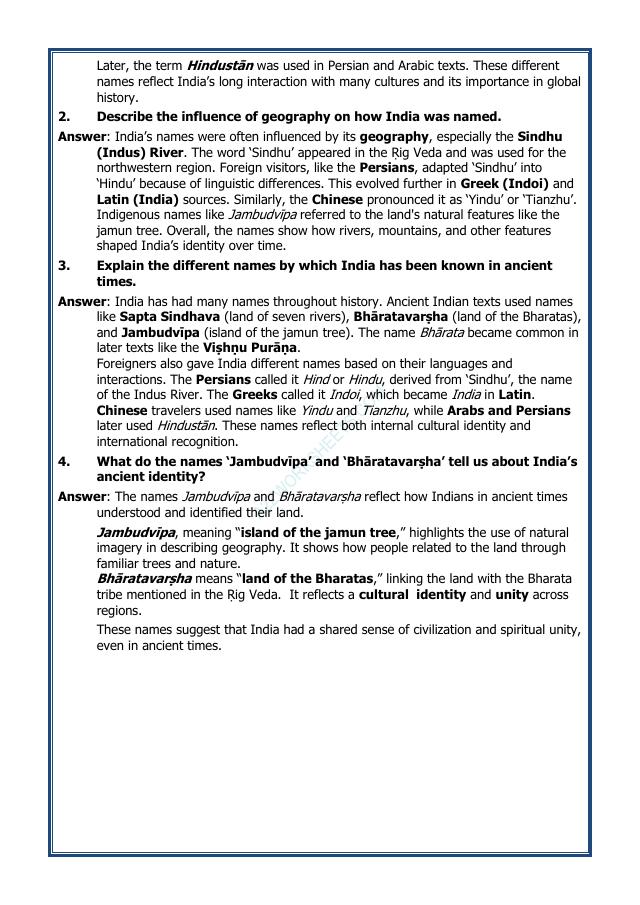 A2ZWorksheets:General Awareness-India and Its Neighbouring Countries-India that is Bharat