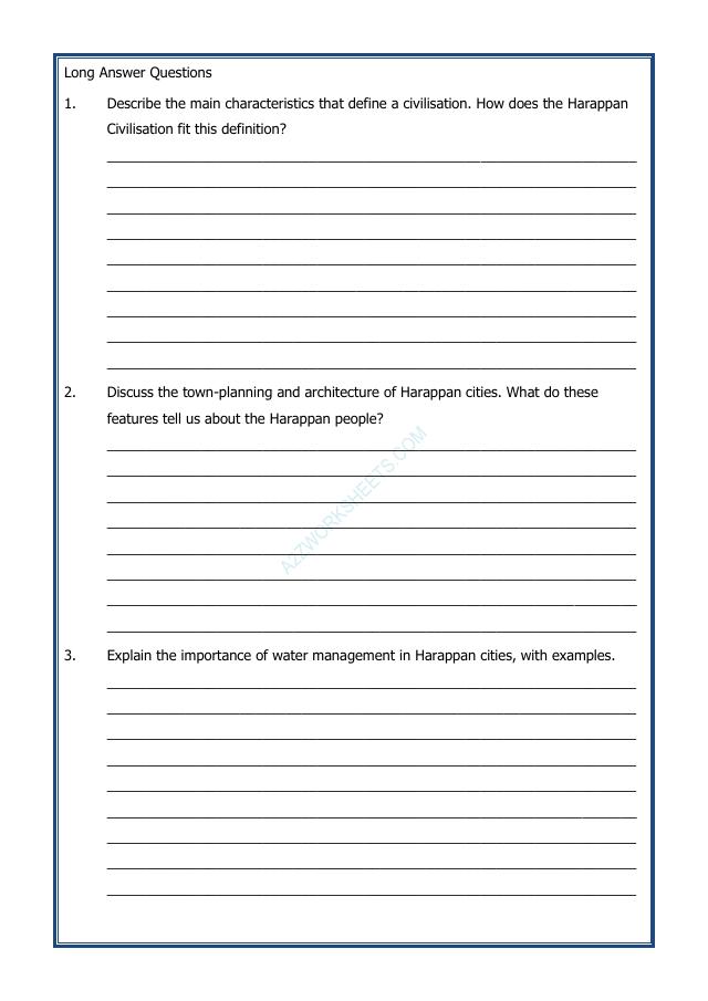 A2ZWorksheets:General Awareness-India and Its Neighbouring Countries-The Beginnings of Indian Civilisation