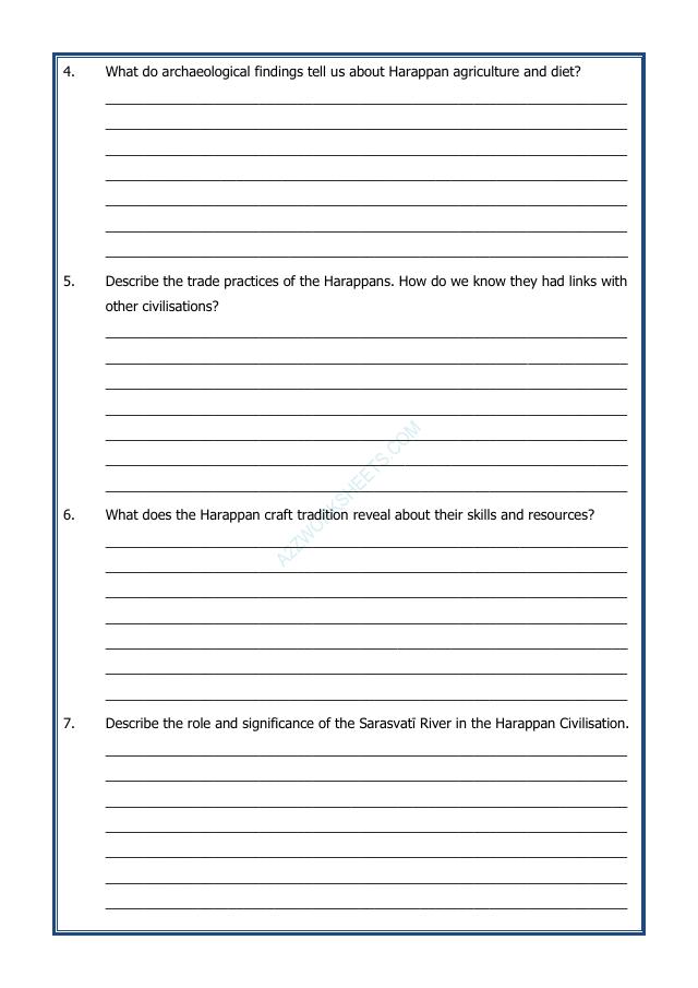 A2ZWorksheets:General Awareness-India and Its Neighbouring Countries-The Beginnings of Indian Civilisation