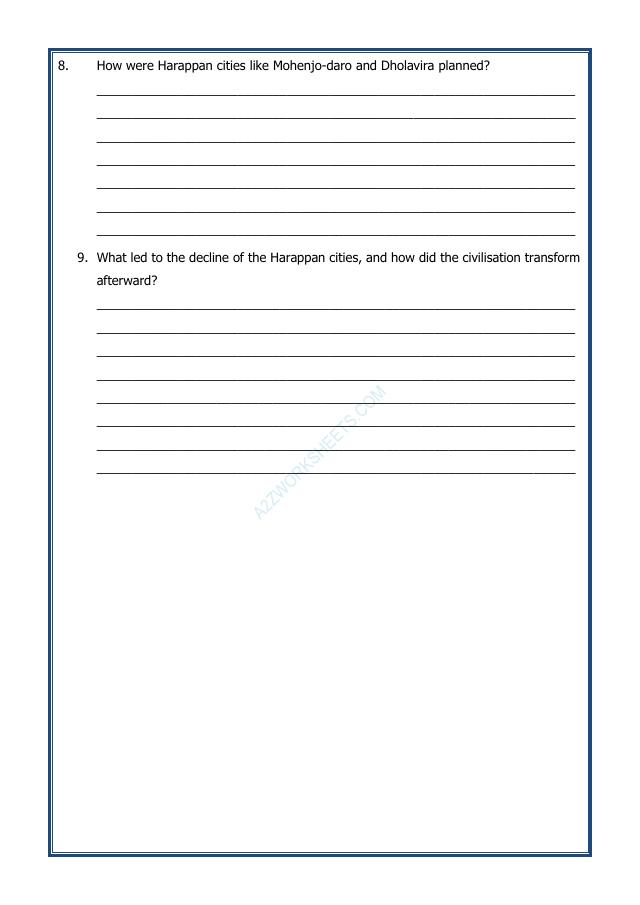 A2ZWorksheets:General Awareness-India and Its Neighbouring Countries-The Beginnings of Indian Civilisation