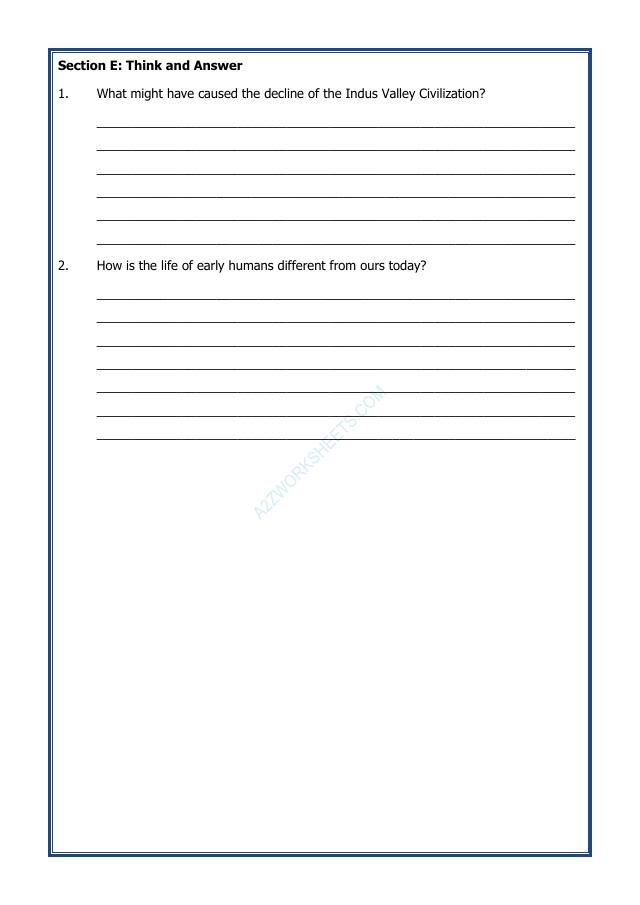 A2ZWorksheets:General Awareness-India and Its Neighbouring Countries-The Beginnings of Indian Civilisation-02