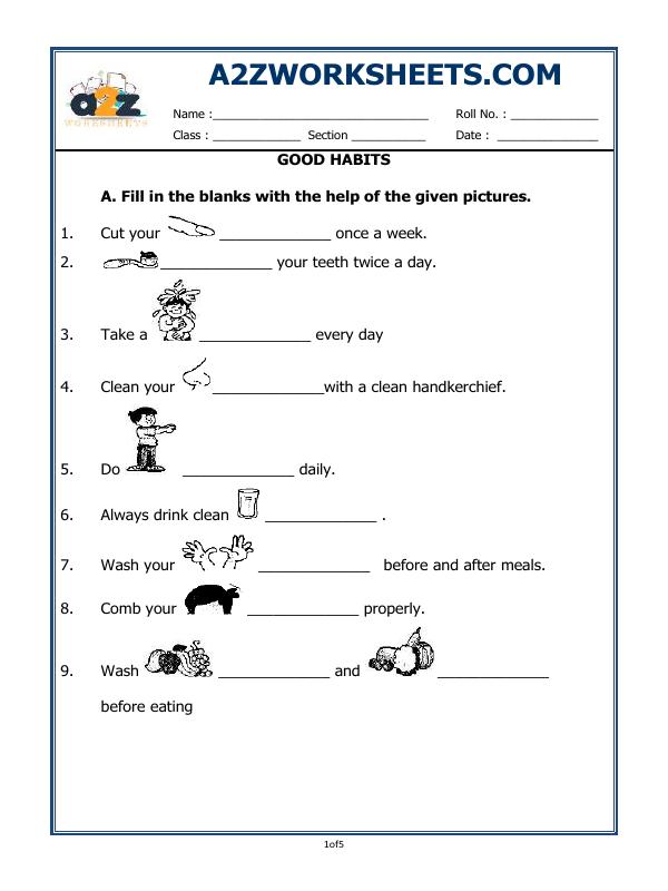 a2zworksheets-worksheet-of-good-habits-habits-and-hygiene-general-awareness for Free Printable Healthy Habits Worksheets A2Zworksheets:Worksheet of Good Habits-Habits and Hygiene-General Awareness for Free Printable Healthy Habits Worksheets