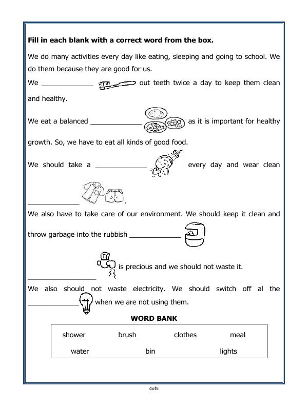 A2ZWorksheets:General Awareness-Habits and Hygiene-Good Habits