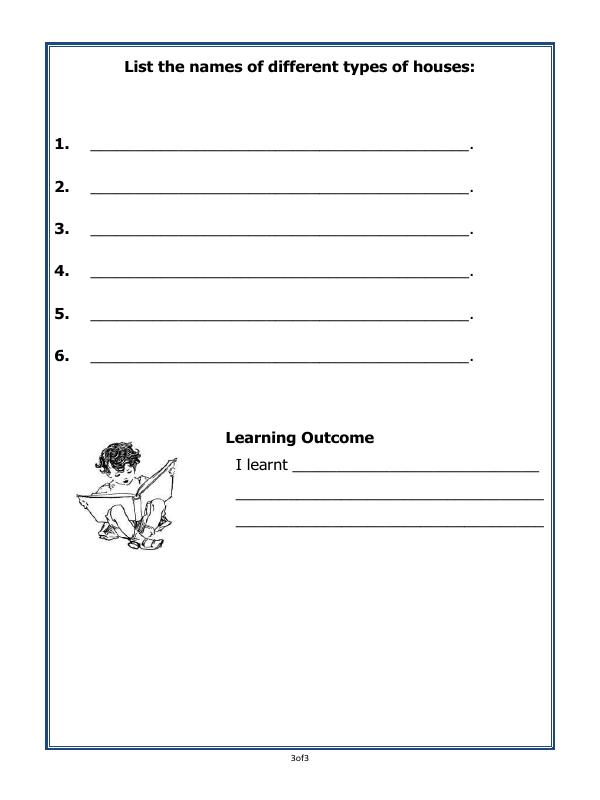 A2ZWorksheets:General Awareness-My Home and Places in Our Neighbourhood-House