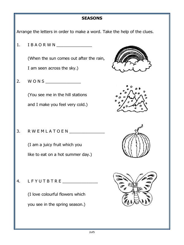 A2ZWorksheets:General Awareness-Weather and Seasons-Seasons