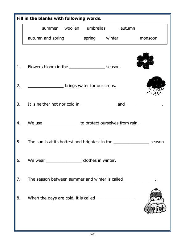 A2ZWorksheets:General Awareness-Weather and Seasons-Seasons