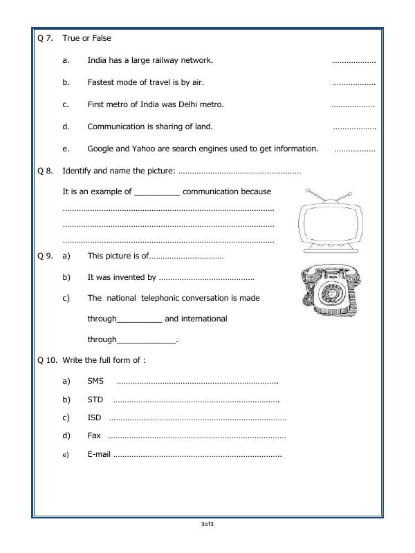 A2ZWorksheets:General Awareness-Transportation and Communication-Transportation And Communication
