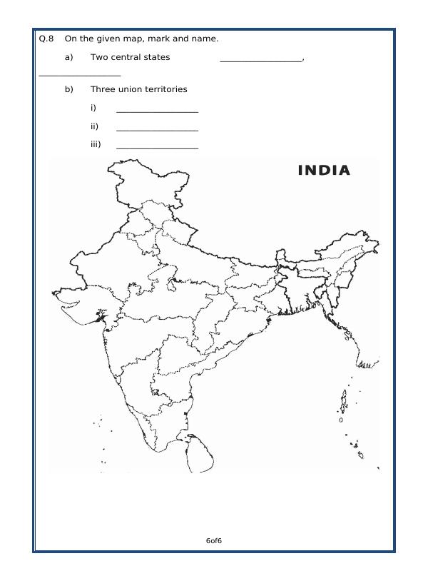 A2ZWorksheets:General Awareness-India and Its Neighbouring Countries-India - Political Features