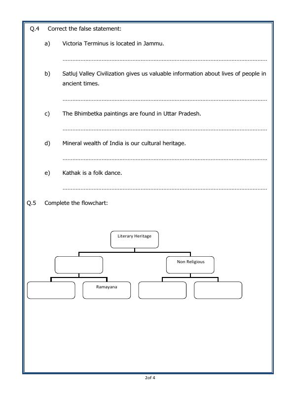 A2ZWorksheets:General Awareness-Our History and Heritage-Our Heritage
