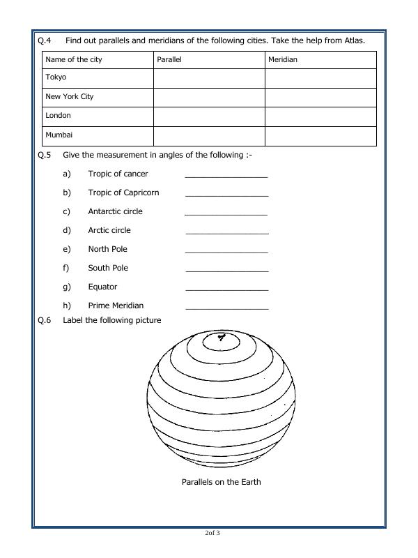 A2ZWorksheets:General Awareness-Maps and Directions-Longitudes And Latitudes