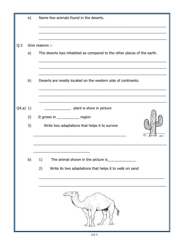A2ZWorksheets:General Awareness-Geographical Features-The Hot Deserts