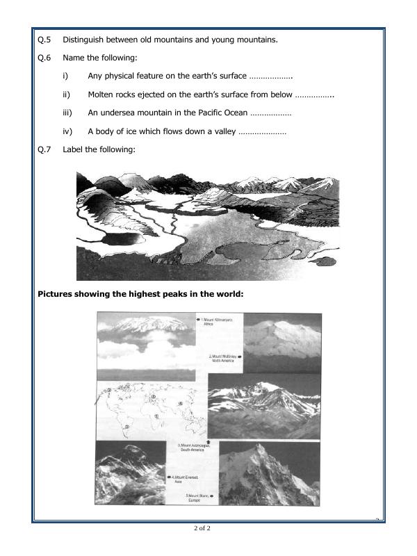 A2ZWorksheets:General Awareness-Geographical Features-Major Landforms Of The Earth