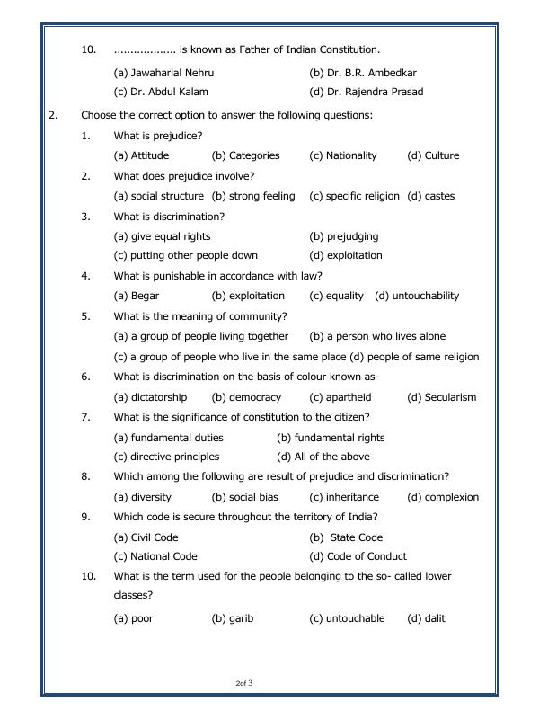 A2ZWorksheets:General Awareness-Our History and Heritage-Diversity And Discrimination