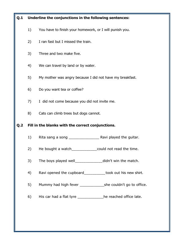 A2ZWorksheets:English-Grammar-Conjunctions