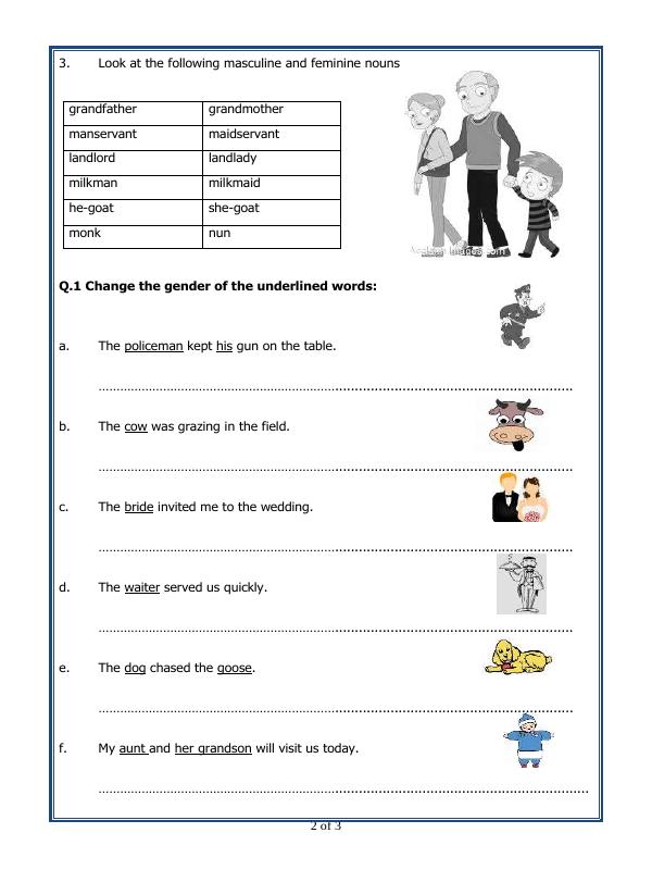 A2ZWorksheets:English-Grammar-Noun Gender