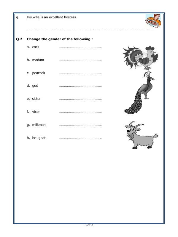 A2ZWorksheets:English-Grammar-Noun Gender