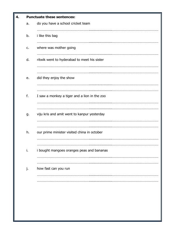 A2ZWorksheets:English-Grammar-Punctuation