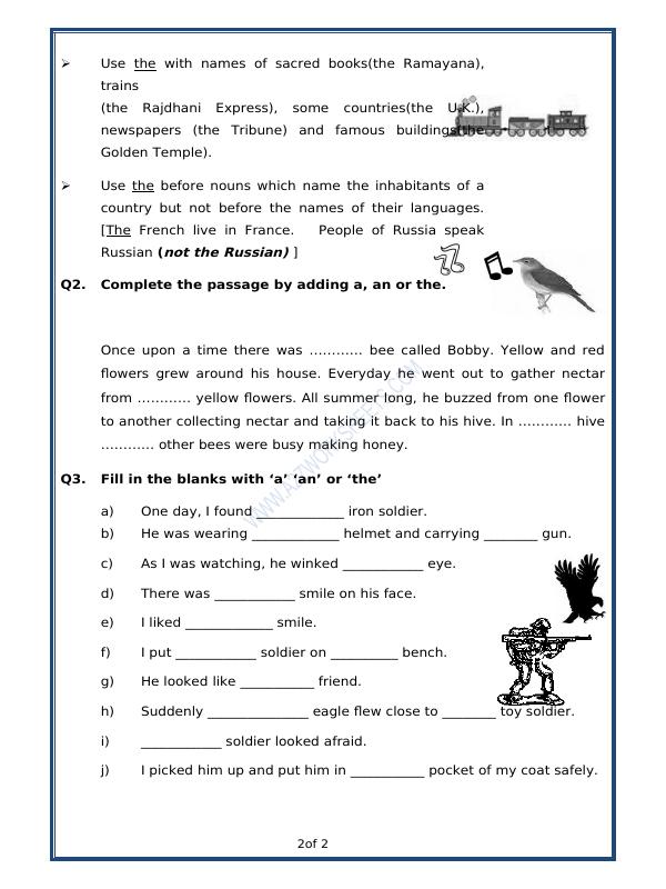 A2ZWorksheets:English-Grammar-Articles A, An, The