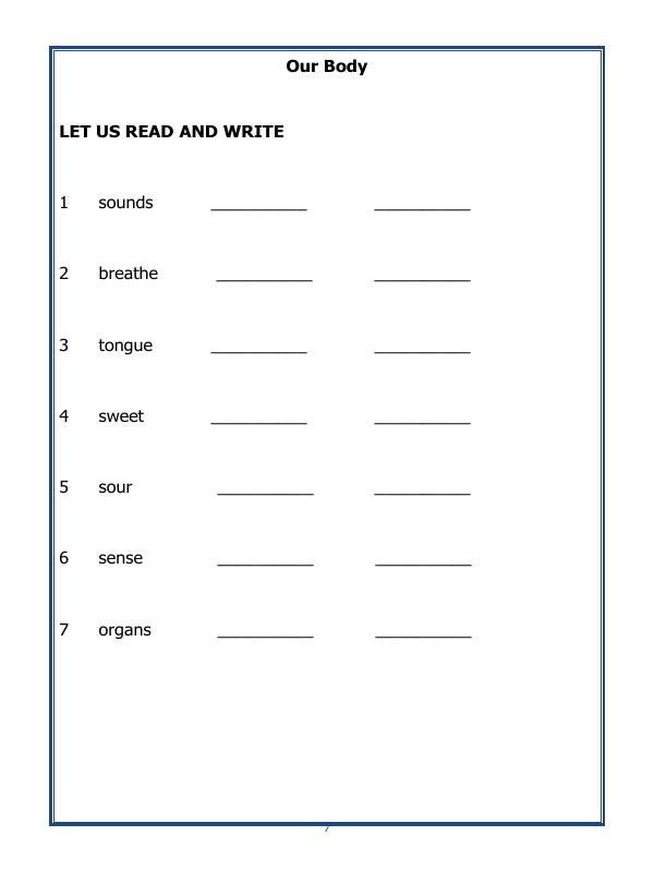 A2ZWorksheets:Science-Humans-Class-I-Our Body