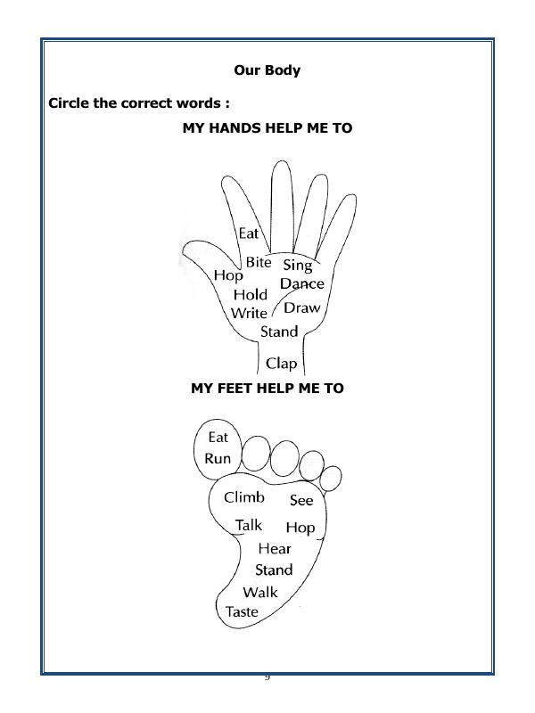 A2ZWorksheets:Science-Humans-Class-I-Our Body