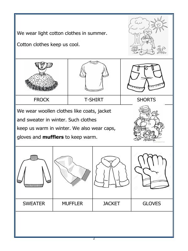 A2ZWorksheets:Science-Basic Necessities-Class-I-Clothes
