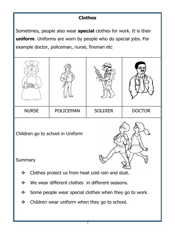 A2ZWorksheets:Science-Basic Necessities-Class-I-Clothes