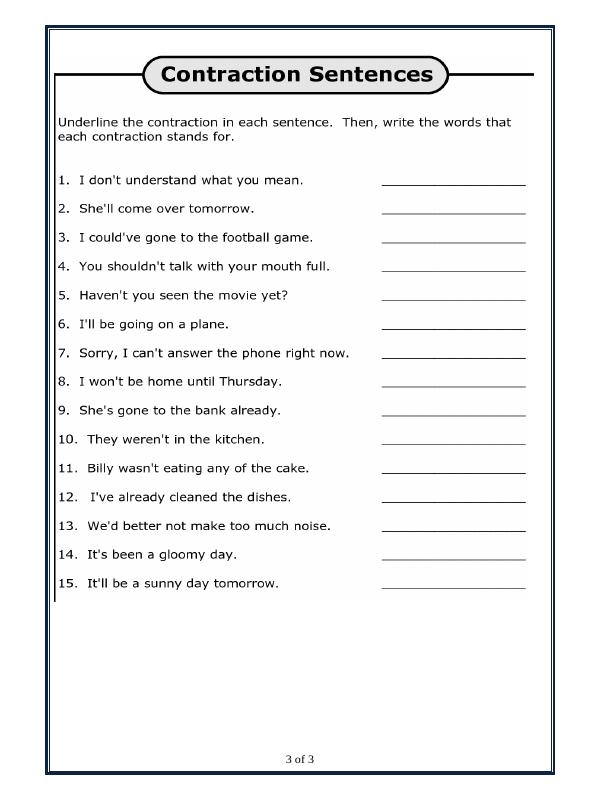 A2ZWorksheets:English-Grammar-Contractions