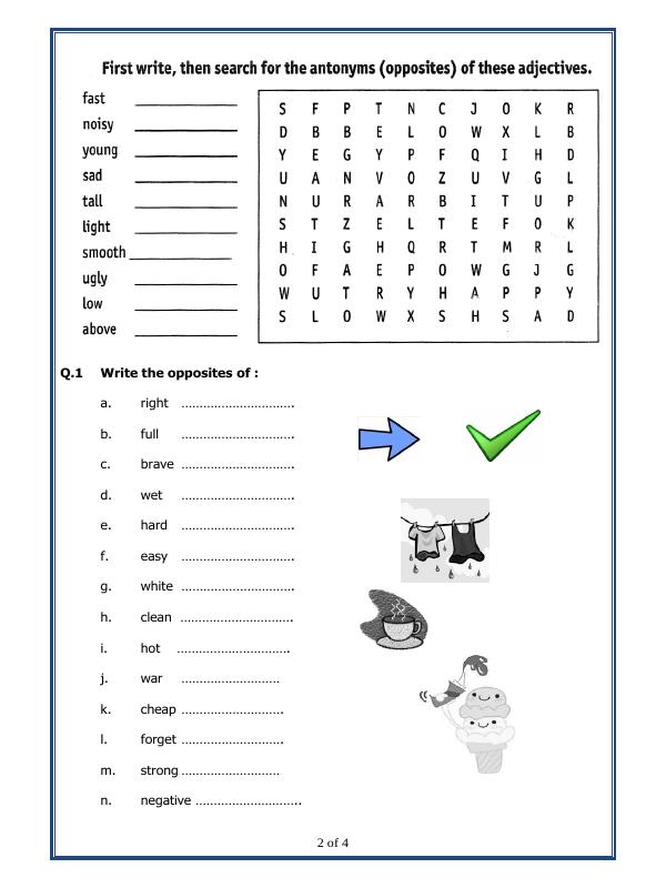 A2ZWorksheets:English-Grammar-Opposites