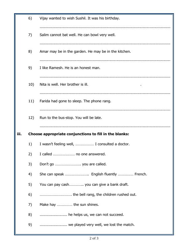 A2ZWorksheets:English-Grammar-Conjunctions