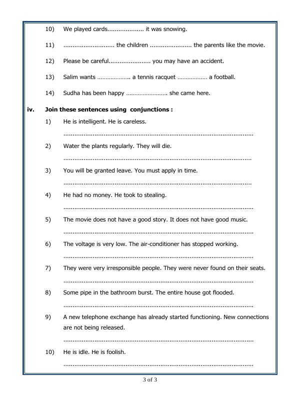 A2ZWorksheets:English-Grammar-Conjunctions